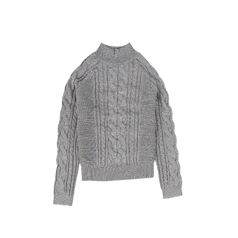 Layered Style BAMBOO LIGHT GREY BRAIDED KNIT SWEATER [FINAL SALE]
