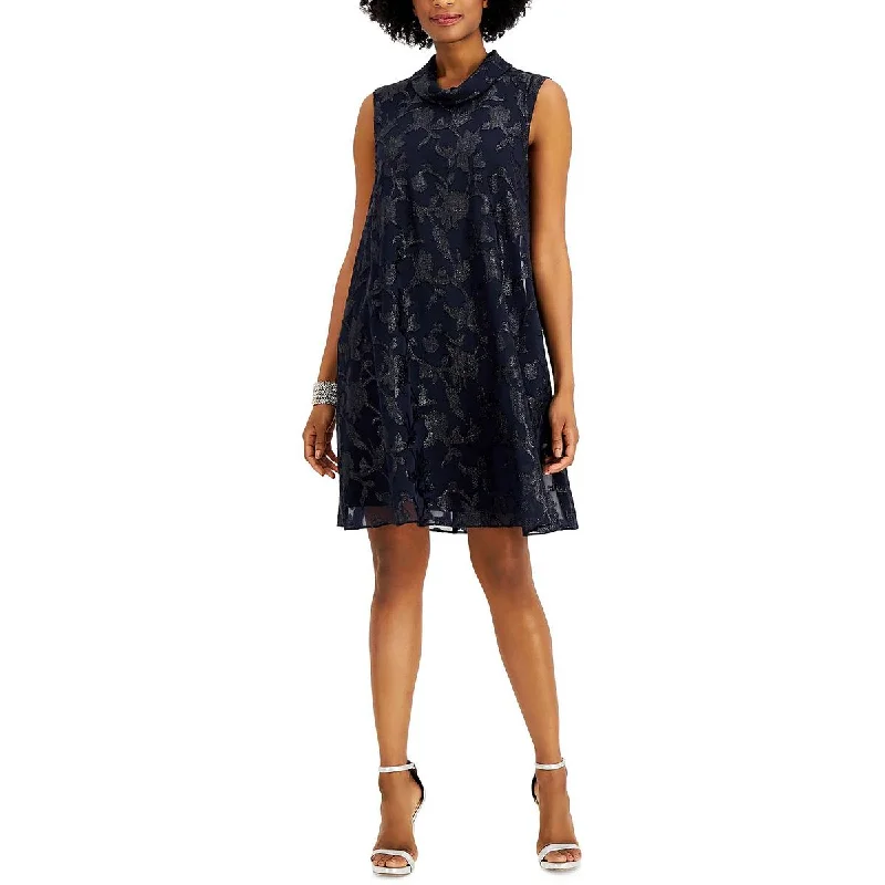 Elegant Style Connected Apparel Womens Metallic Chiffon Cocktail and Party Dress