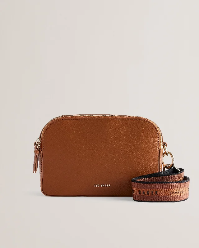 Street Personality Style Darcelo Branded Webbing Leather Camera Bag Brn-Choc