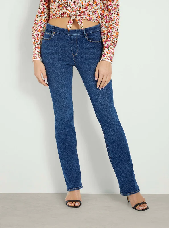 Celebrity Style High-Rise Sexy Boot Denim Jeans in Dark Wash