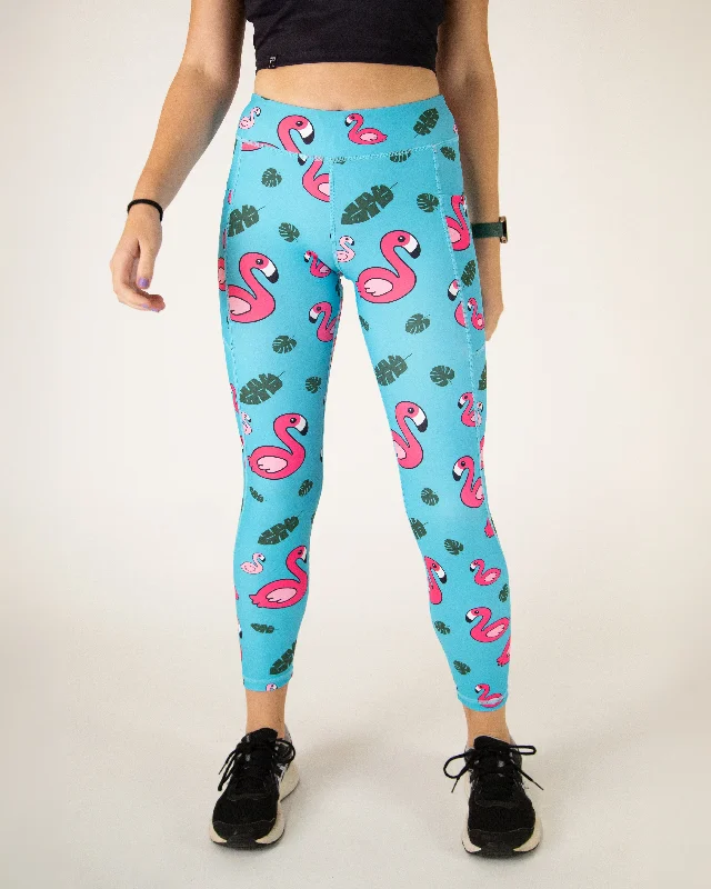 Personalized Design Women's Blue Flamingos Leggings