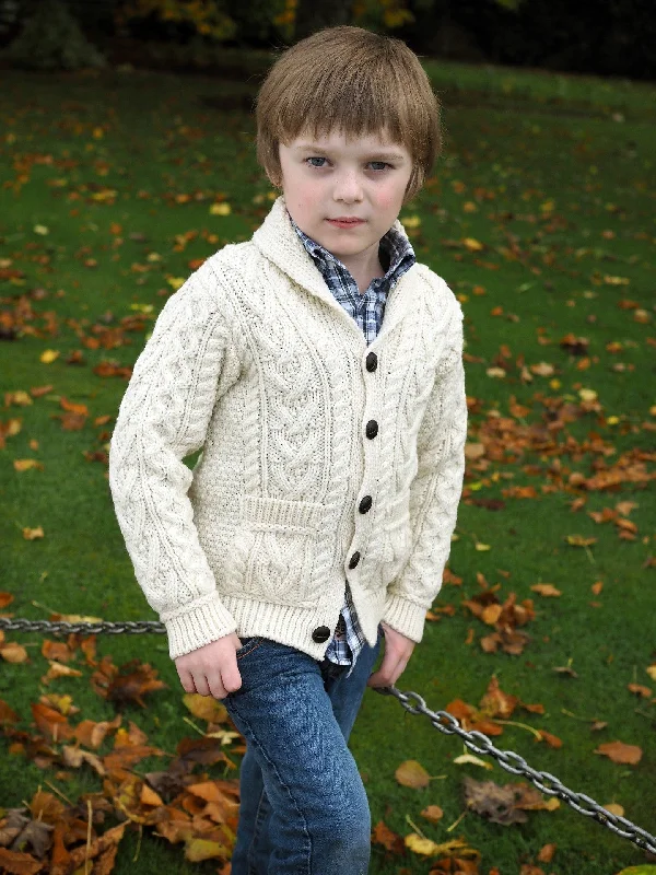 Street Casual Style Kids Shawl Neck Aran Cardigan