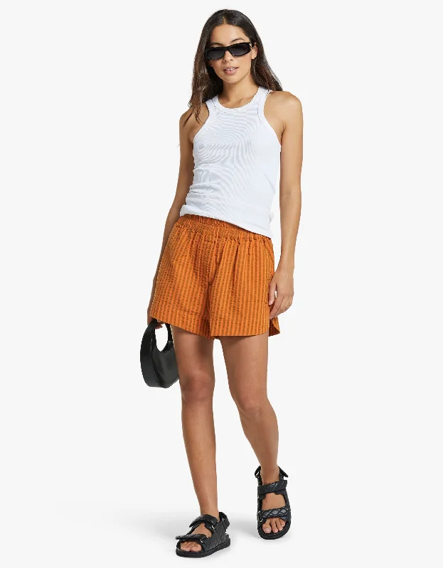 Cozy Outerwear Hele Curved Hem Short - Papaya/Walnut