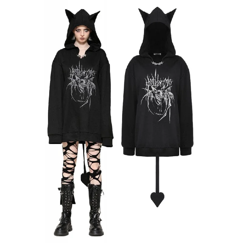 Fresh Wear Women's Punk Star Studs Bat Ear Hoodie