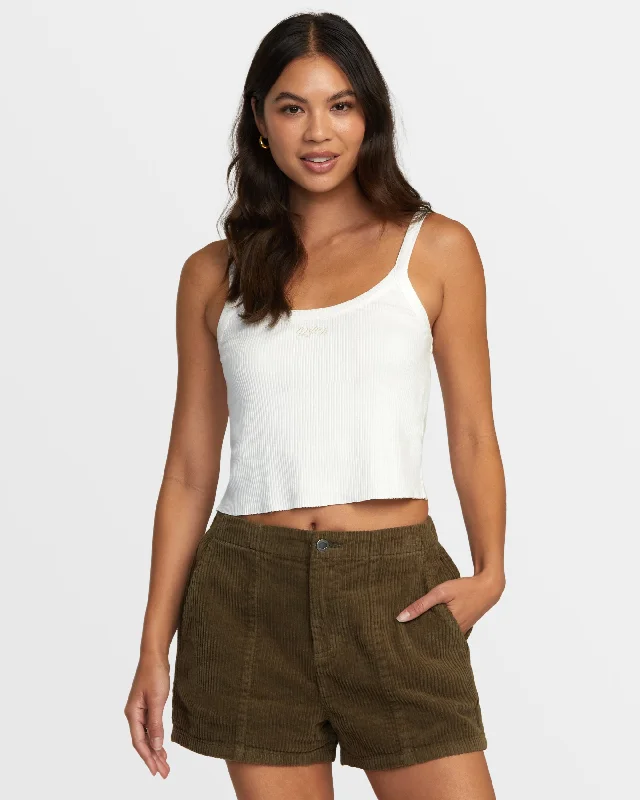 Embroidery Design Daylight Corduroy Shorts - Dark Olive