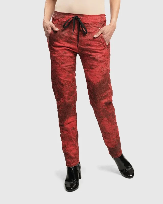 Sports Casual Style Iconic Stretch Jeans Desires, Red