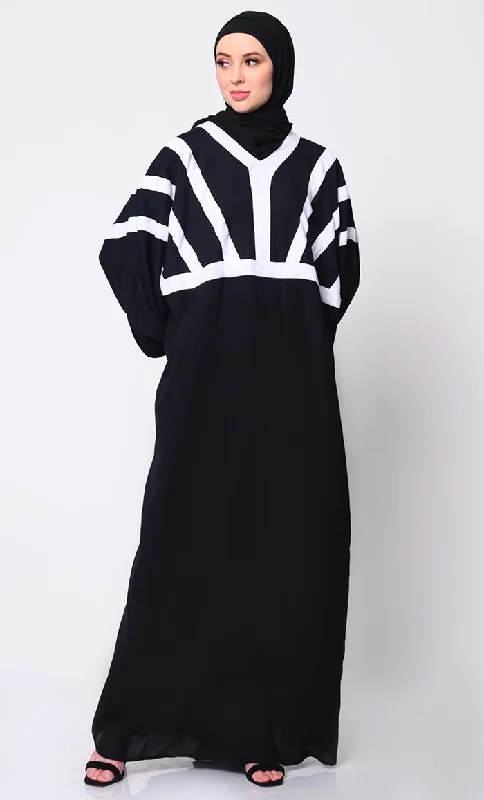 Sexy Fun Vibrant Vista: Kaftan with Contrasting Color Trims and Functional Pockets