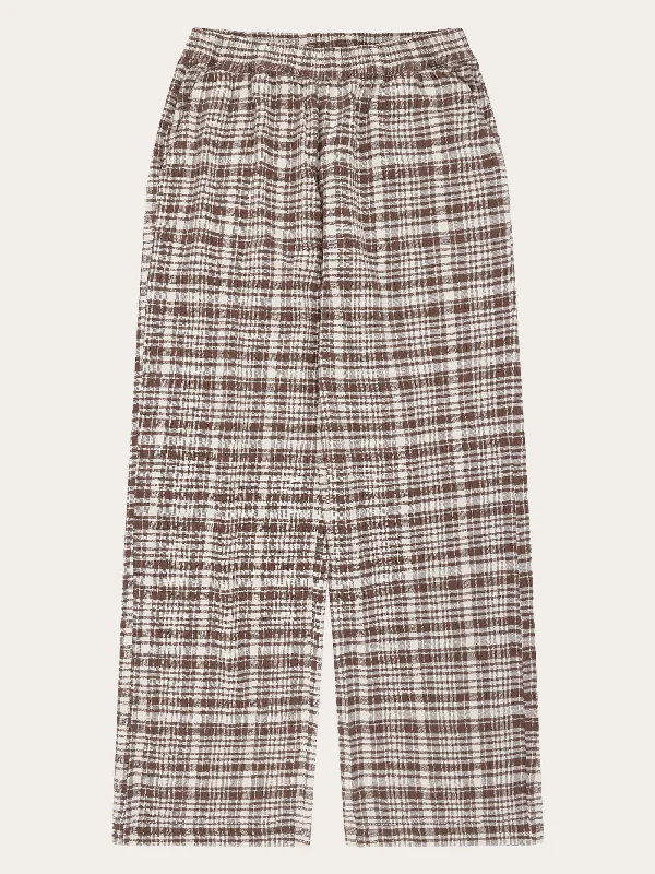 Personalized Wear POSEY wide mid-rise check seersucker pants - GOTS/Vegan - Beige check