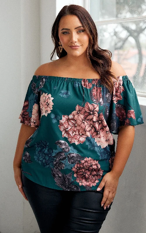 Sports Fitness Wear Gianni Top - Teal Floral