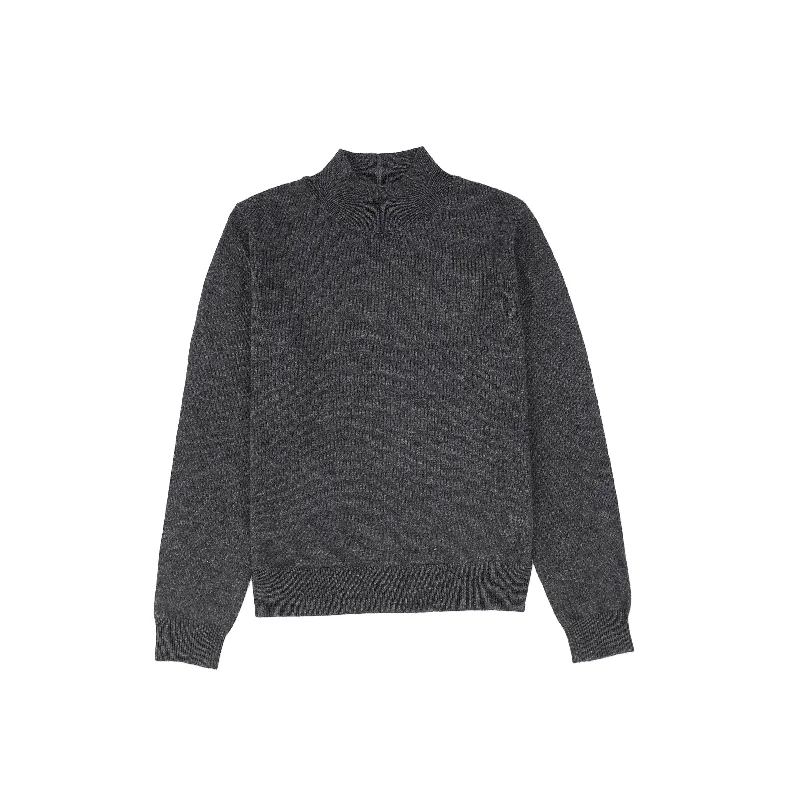 High-end Wear LE BOURDON CHARCOAL SILK KNIT MOCK NECK SWEATER [FINAL SALE]