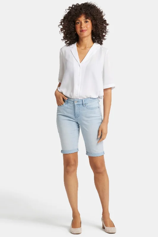 Ethnic Style Briella 11 Inch Denim Shorts - Icy Lagoon