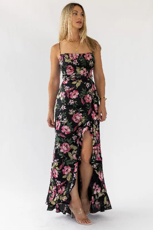 Simple Comfort Hathaway Black Floral Maxi Dress - Final Sale