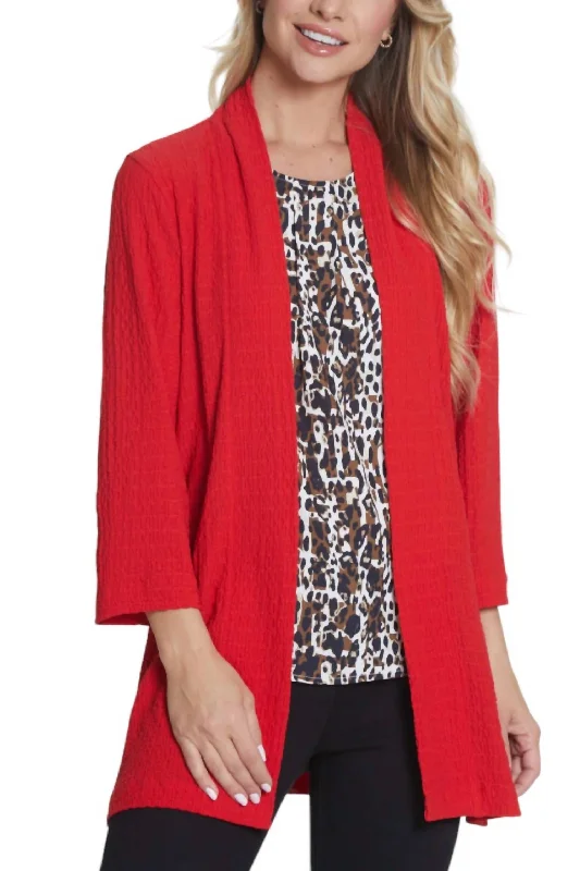 Youthful Style Drop Shoulder Jacket In Scarlet