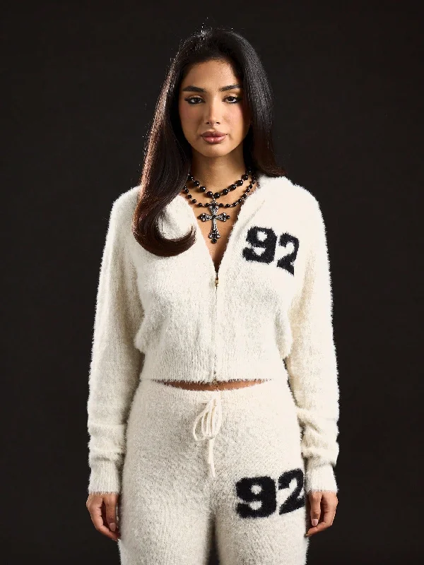 Versatile Wear SUMWON WOMEN Zip Through Knitted Hoodie With Back Print