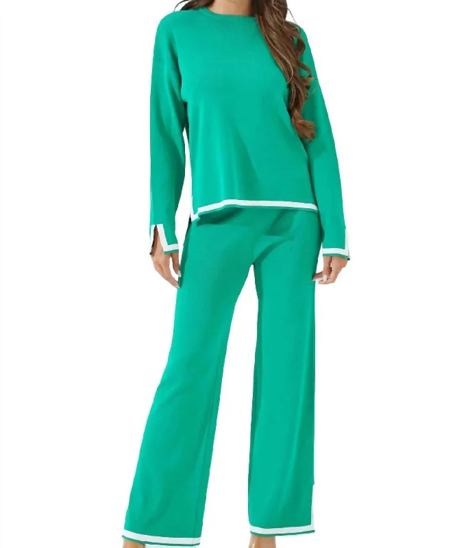 Trendy Casuals Knit Long Sleeve Top In Kelly Green