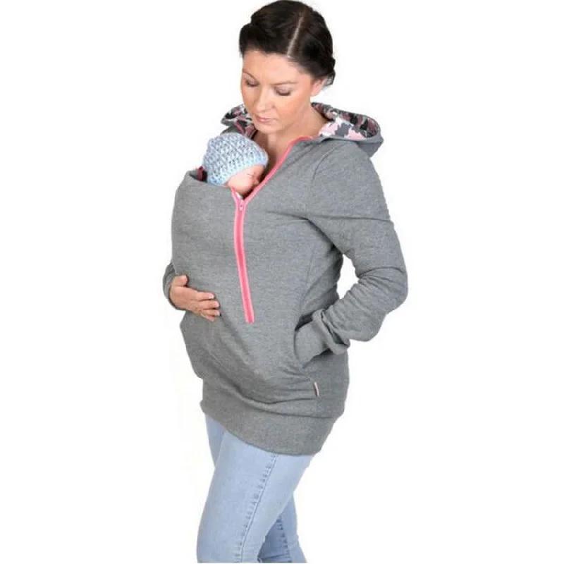 Stylish Comfort Mum's Baby-Carrier Kangaroo Pouch Hoodie