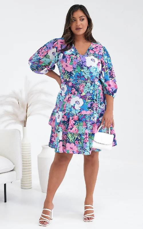 High Street Design Alicie Dress - Blue Multi Floral