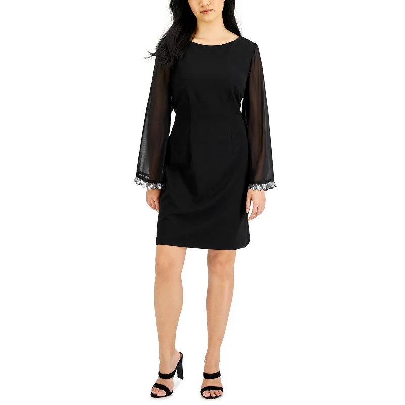 Street Fashion Connected Apparel Womens Petites Sheer Sleeves Sequined Cocktail and Party Dress