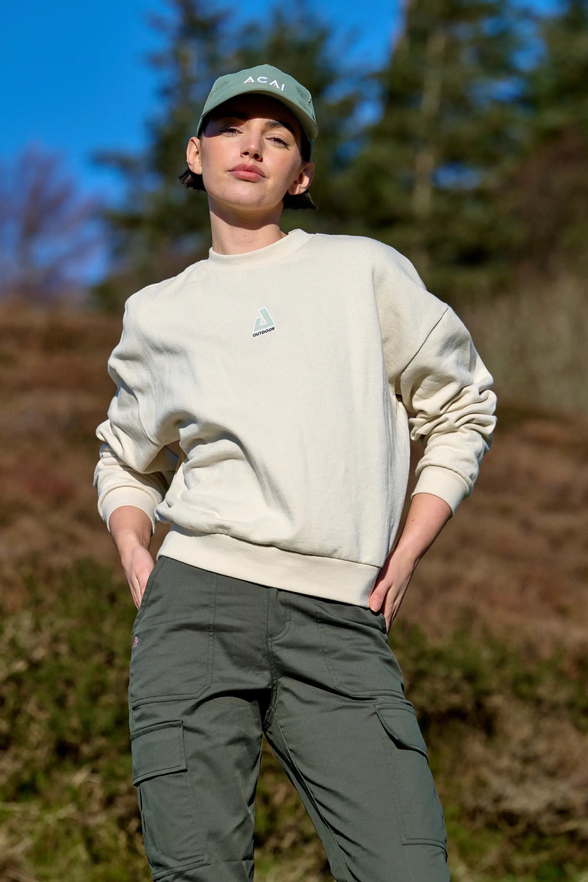 Trendy And Casual Retreat Crew Neck Sweatshirt - Oatmeal