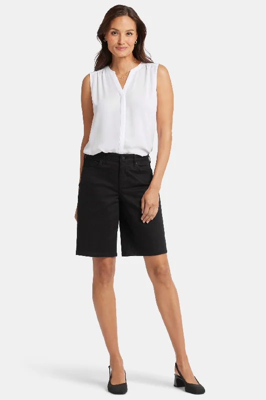 Designer Style Lilly Boyfriend Denim Shorts - Black