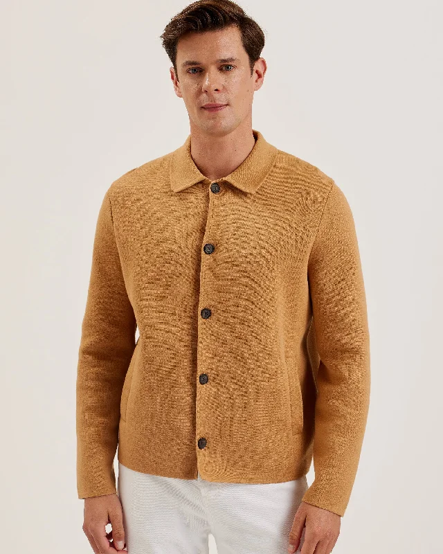 Relaxed Style Freder Ls Solid Jacquard Jacket Brown