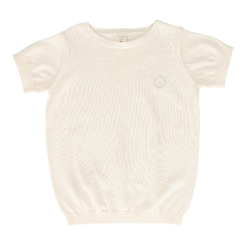 Trendy Wear ANALOGIE BY LIL LEGS NATURAL IVORY BOYS CREWNECK SWEATER SHORT SLEEVE