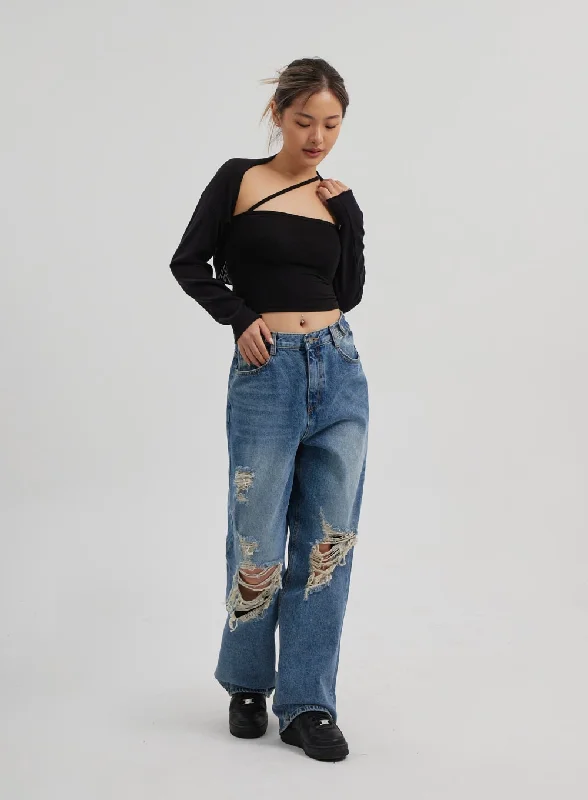 Fashion Concept Ripped Wide Leg Jeans CF314