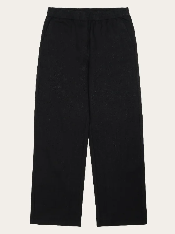 Comfortable Fashion POSEY wide mid-rise linen pants - GOTS/Vegan - Black Jet