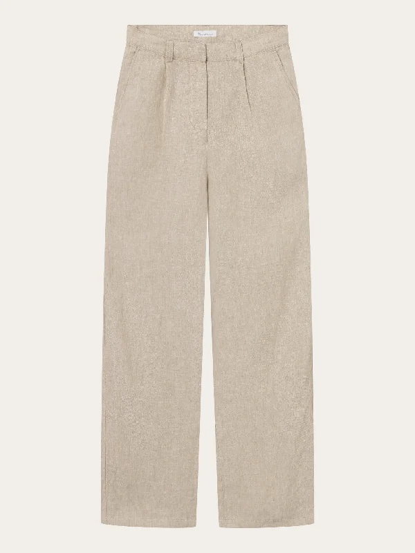 Sporty Elegance Loose natural linen pants - Light feather gray