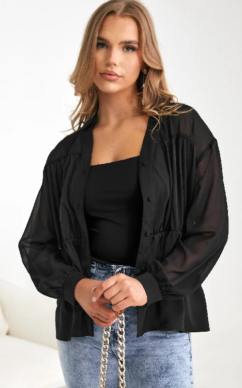Feminine Charm Arlene Shirt Blouse - Black