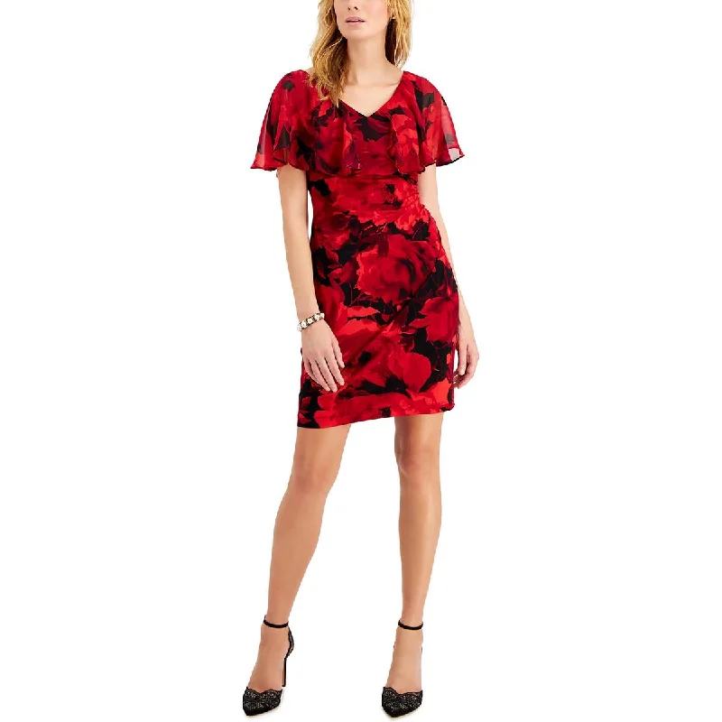 Cool Summer Connected Apparel Womens Petites Printed Mini Cocktail and Party Dress