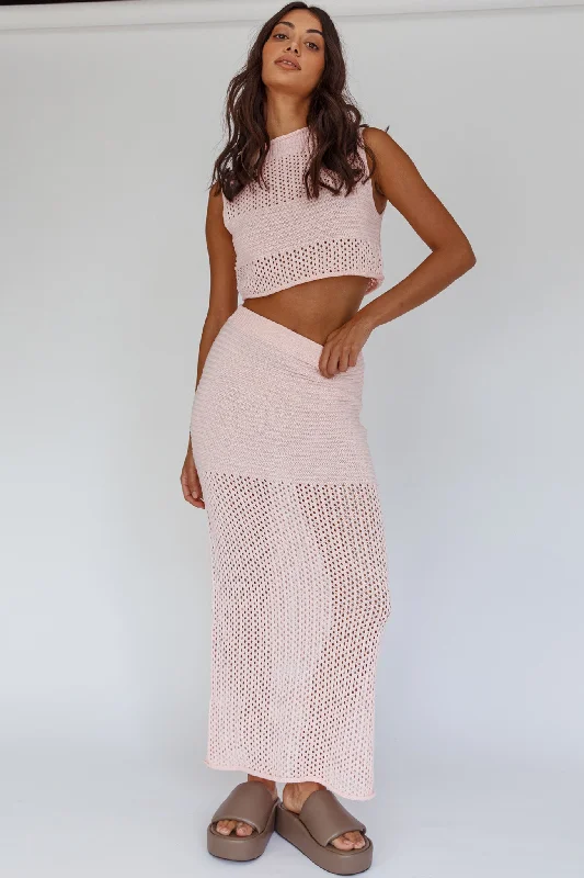 Practical Style Bayside Crochet Maxi Skirt Pink