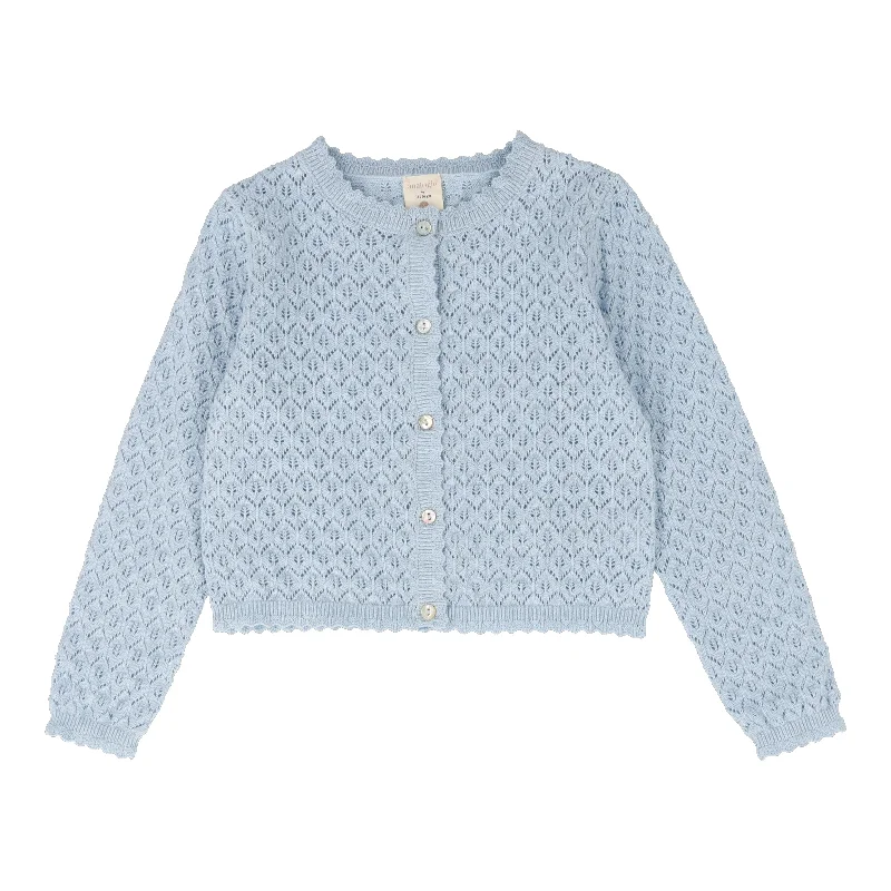 Chic Relaxation ANALOGIE BY LIL LEGS LIGHT BLUE KNIT POINTELLE CARDIGAN