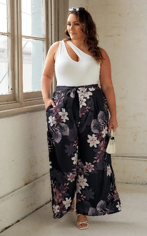 Cool Summer Paradise Lily Pants - Black Floral