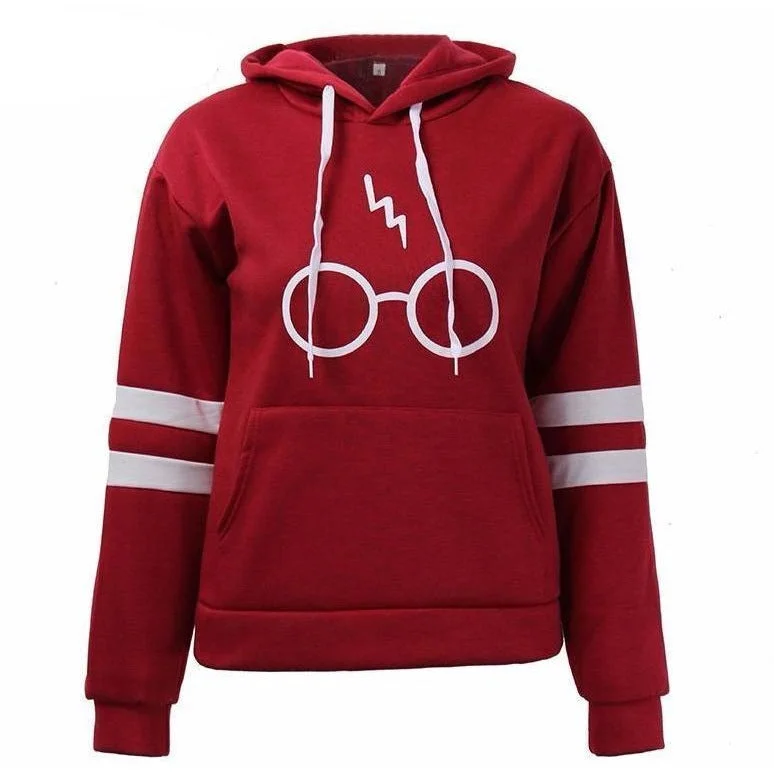 Casual And Comfortable Printed Glasses Fleece Hoodie