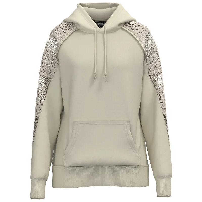 Stand-up collar design "Chaparral" Hoody Tan w/ Crochet Mesh
