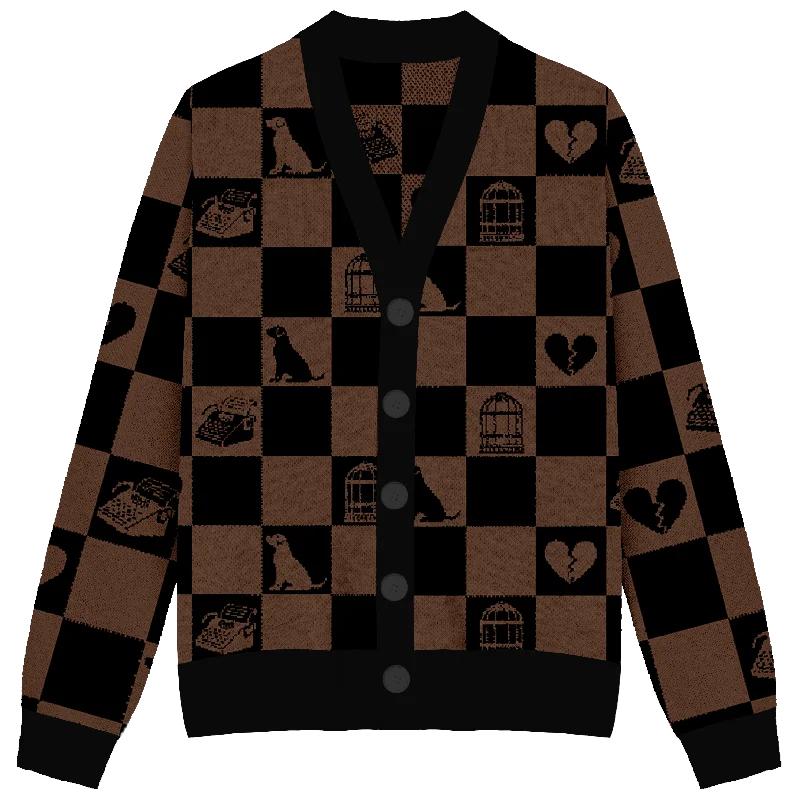 Exclusive Customization Tortured Poets Checkered Knit Cardigan