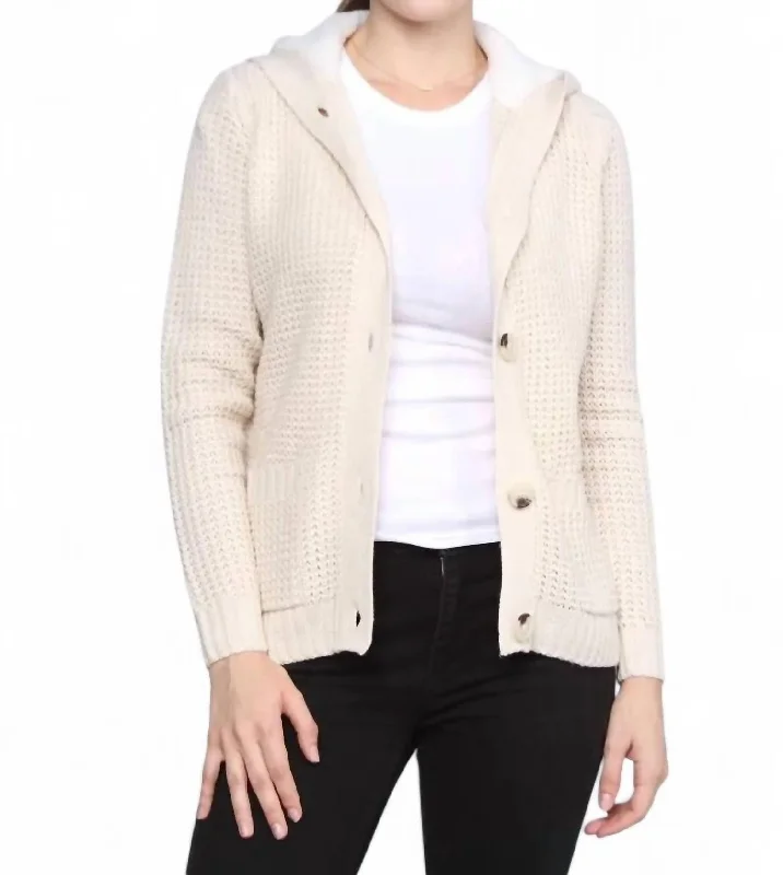 Design Trend Knit Button Sweater Cardigan In Cream
