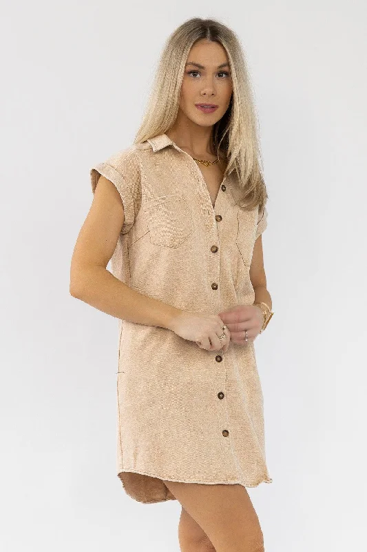 Party Wear Luella Khaki Denim Dress - Final Sale
