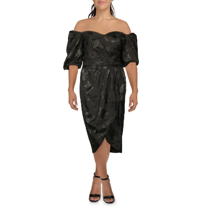 Unique Fashion City Chic Womens Floral Midi Cocktail and Party Dress
