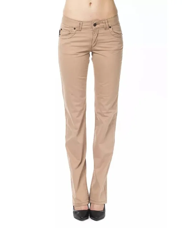 High waist design Ungaro Fever Women's Beige Cotton Jeans & Pant - W30 US