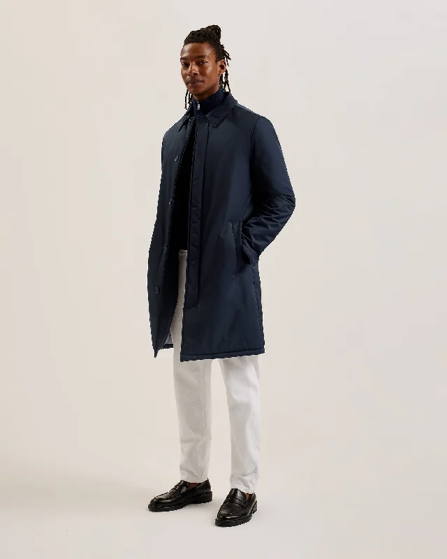 Knowledge And Elegance Marx Nylon Sateen Wadded Car Coat Navy