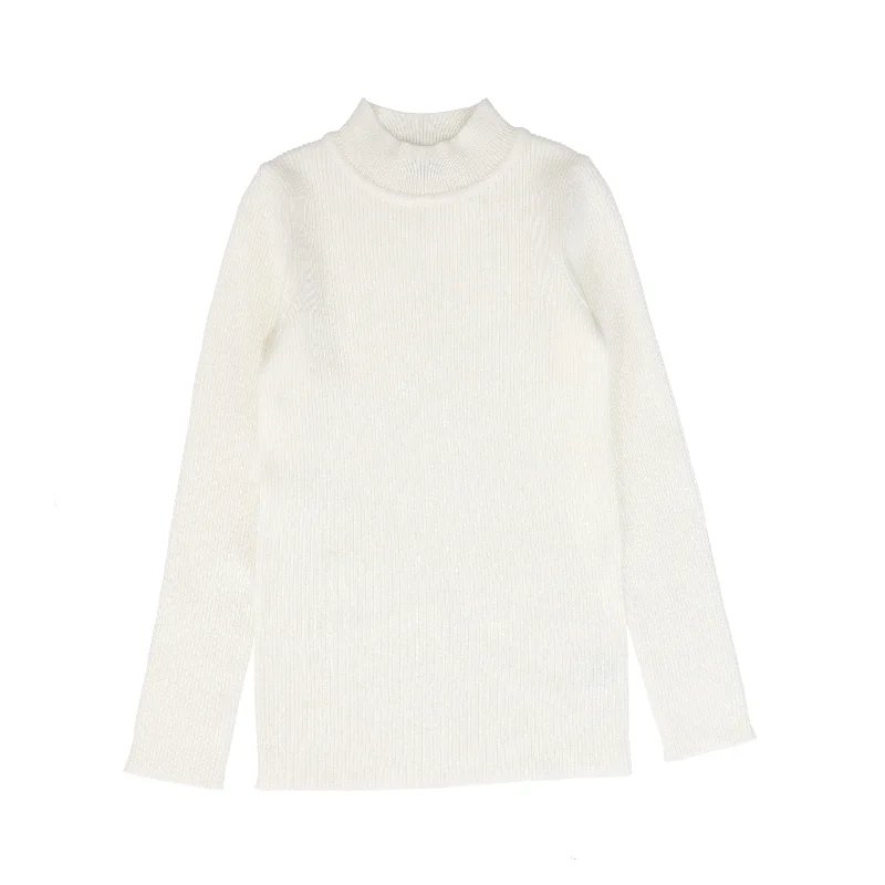 Warm Winter Series LILOU IVORY RIBBED MOCK NECK SWEATER [Final Sale]