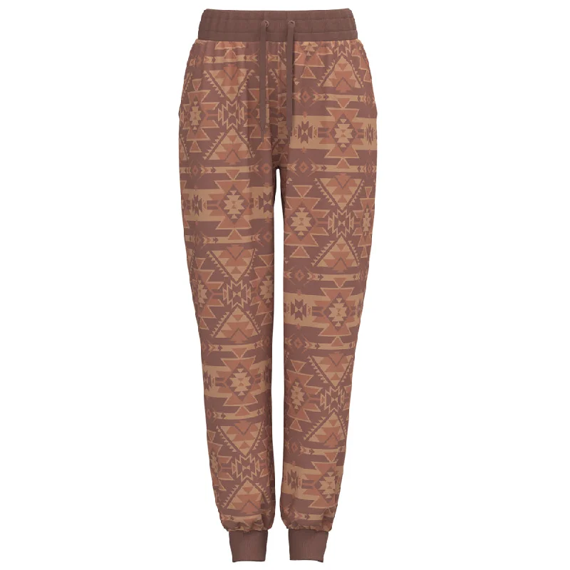 High waist design "Telluride Jogger" Pink/Tan w/Aztec Pattern