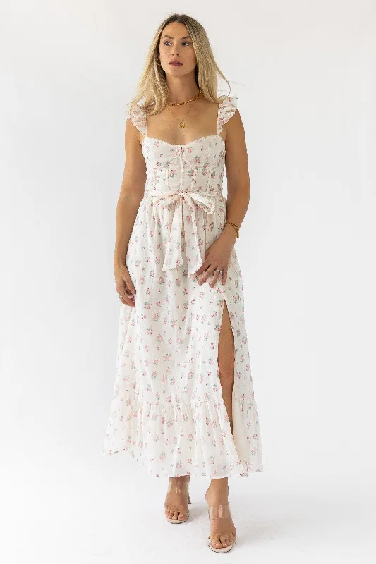 Versatile Itinerary Jesse Blush Floral Corset Dress