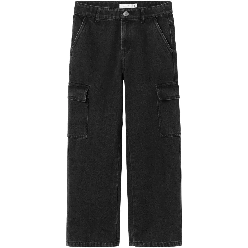 Sports Zipper Style Name It Black Rose High Waisted Wide Cargo Jeans Noos