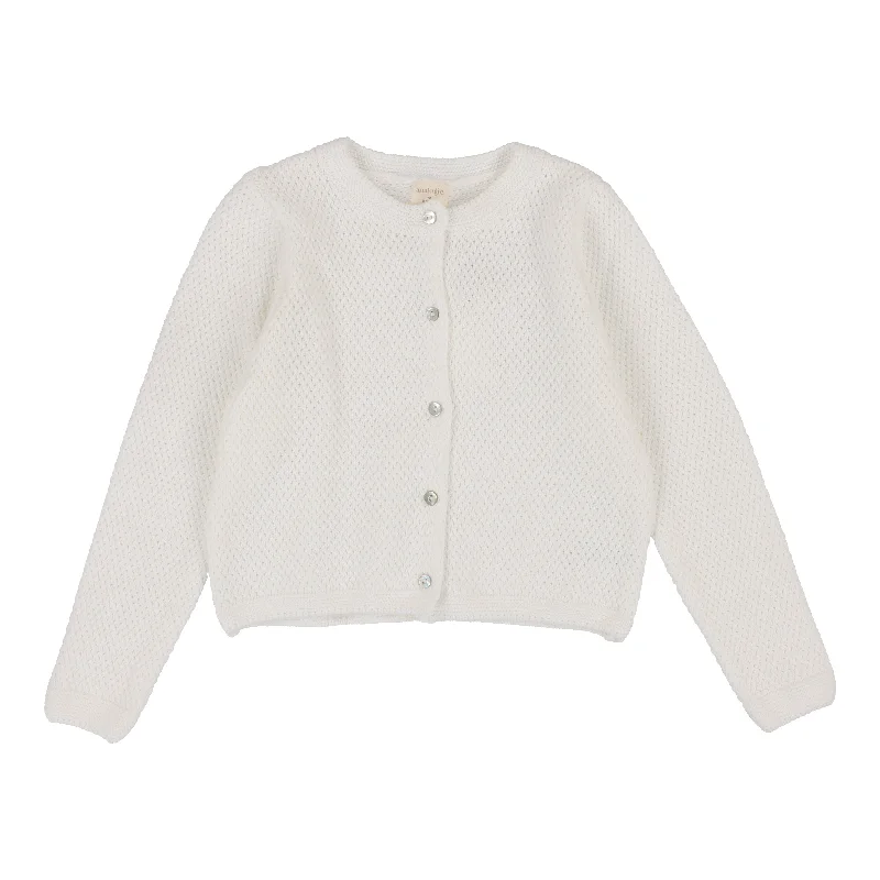 All-Day Comfort ANALOGIE BY LIL LEGS WINTER WHITE KNIT CLASSIC CARDIGAN