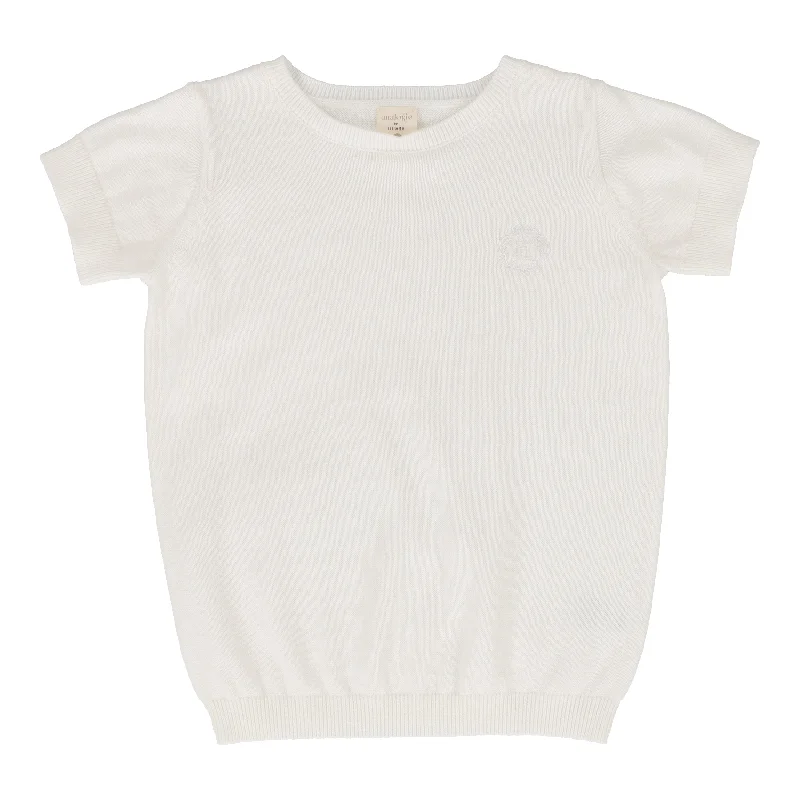 Chic Comfort ANALOGIE BY LIL LEGS WHITE BOYS CREWNECK SWEATER SHORT SLEEVE