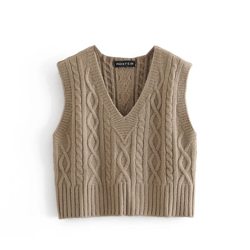 Relaxed Fit Autumn knitting vest vest for women  1354