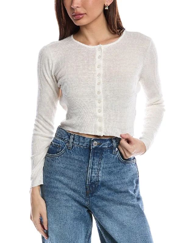Literary Style Onia Rib Linen-Blend Cardigan